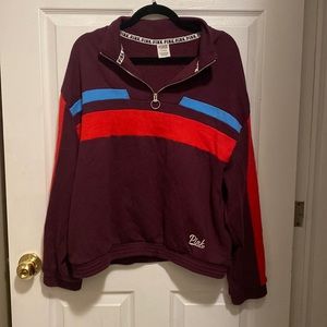 80s style crew neck, half zip sweater